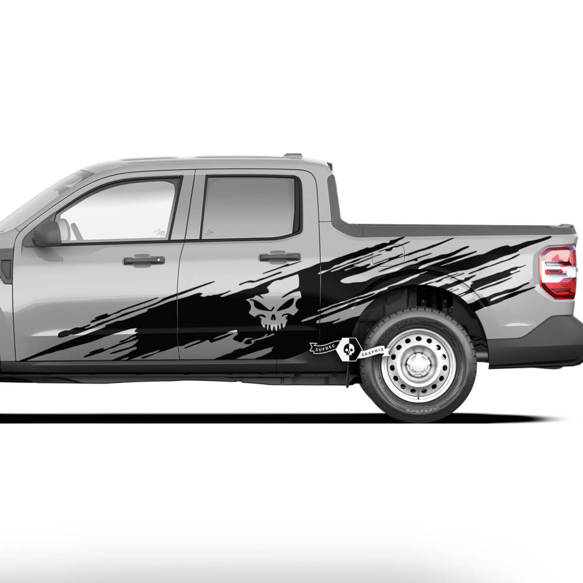 Paire Ford F-150 XLT Lit Crâne Punisher Splash Mud Graphics Portes Latérales Autocollants Autocollants
