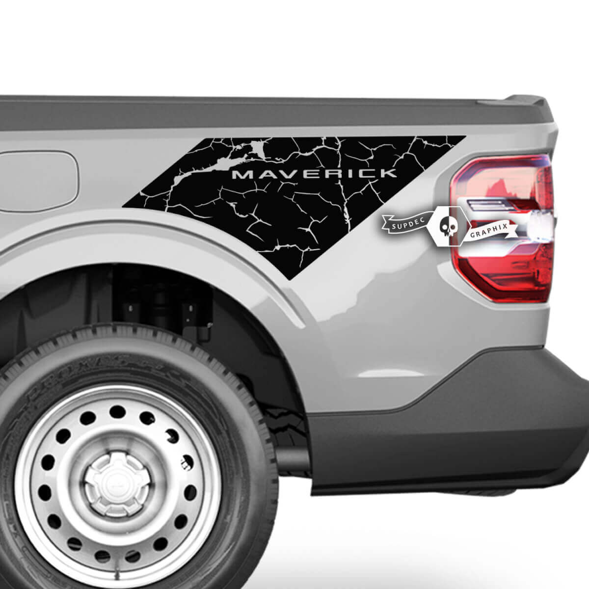 Paire d’autocollants latéraux Ford F-150 XLT Maverick Bed Splash Spiderweb Graphics
