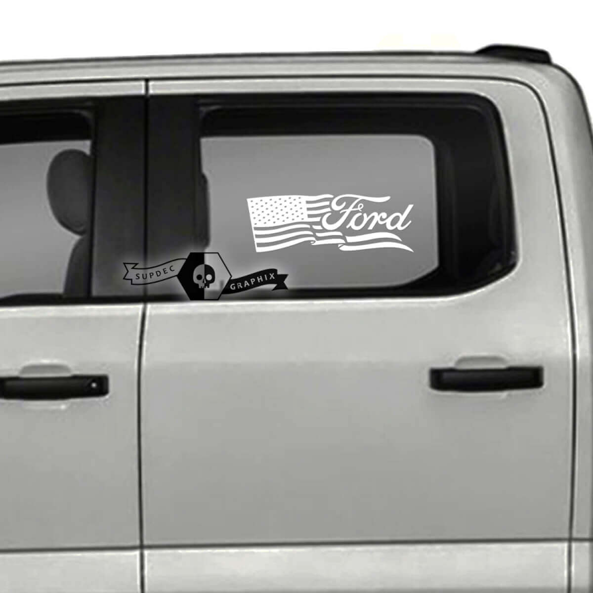 Paire Ford USA Drapeau Côté Logo Fenêtre Logo Porte Graphique Côté Autocollant Autocollant
