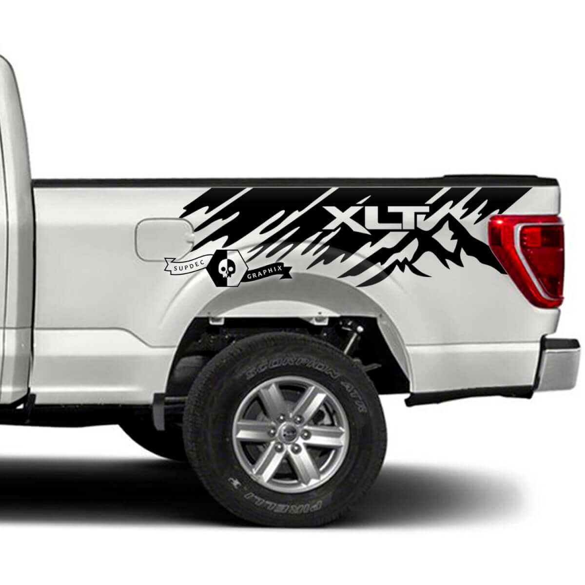 Paire Musclecar truck XLT Lit Splash Mud Mountains Graphiques Autocollants latéraux
