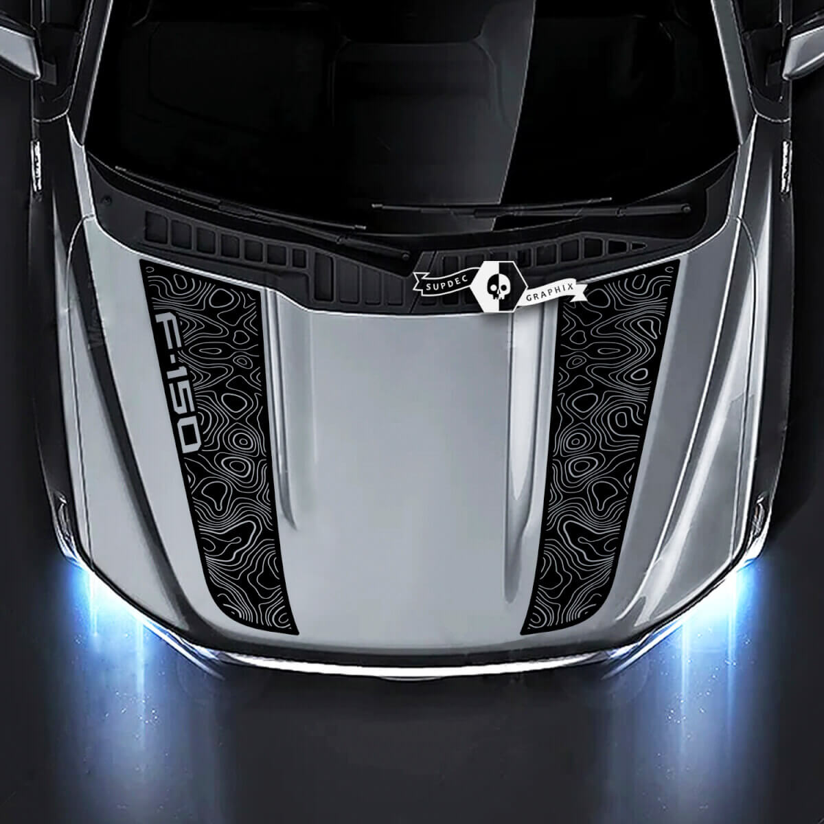 Musclecar truck XLT Capot Carte Topographique Graphiques Autocollants Latéraux
