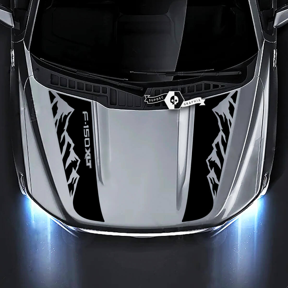 Autocollants Décorations Graphiques Montagnes Capot 2 pour Musclecar truck XLT