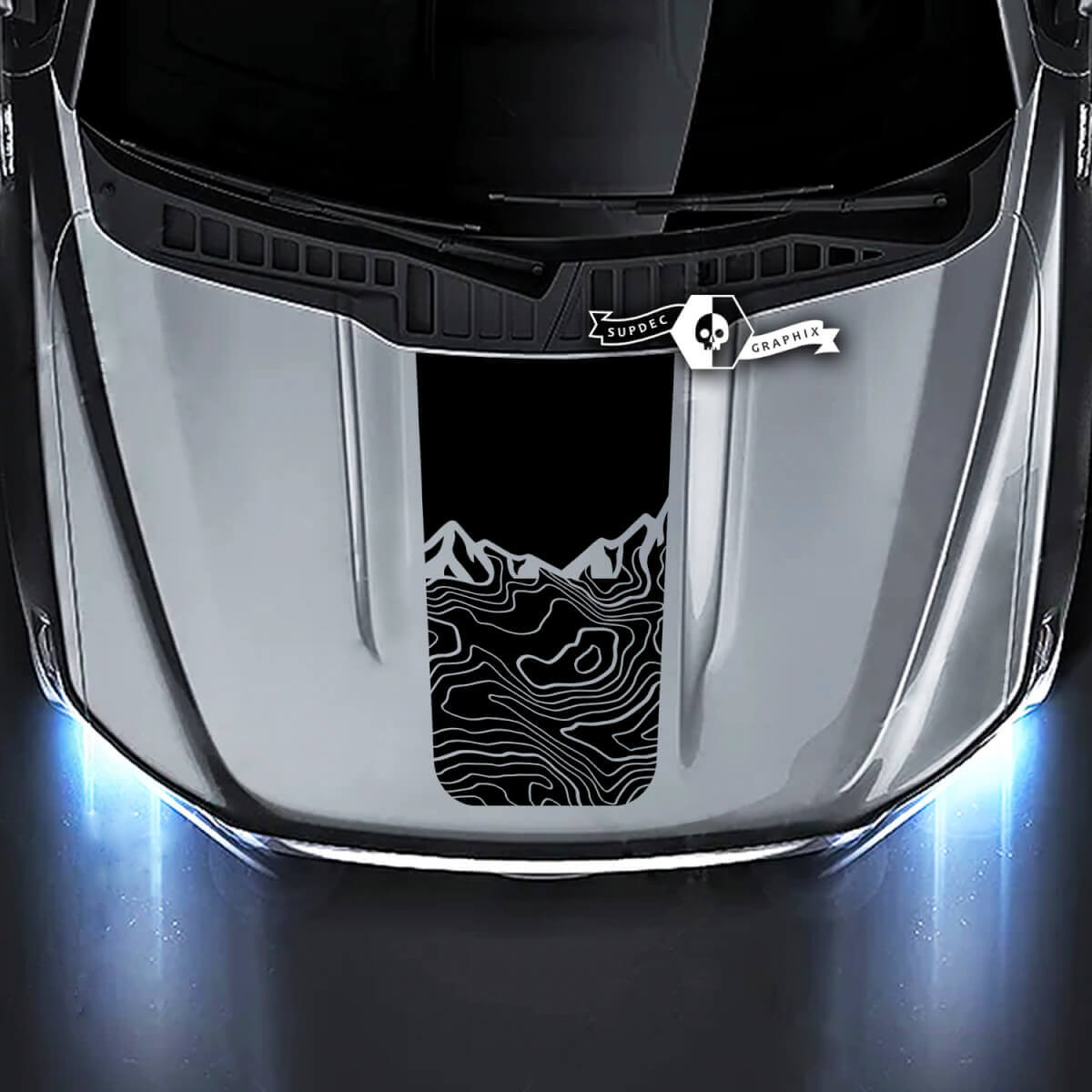 Ford F-150 XL XLT STX LARIAT Capot Carte topographique Montagnes Graphiques Autocollants latéraux
