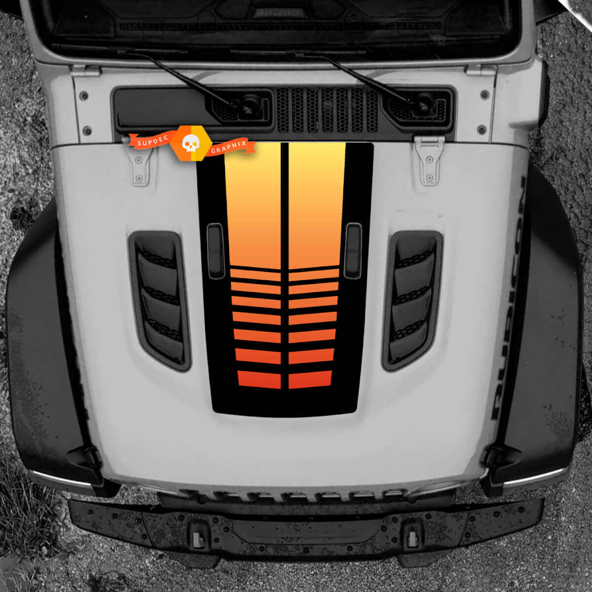 Capot Jeep RUBICON Wrangler JL Vinyle Bannière Dégradé Autocollant Graphique
