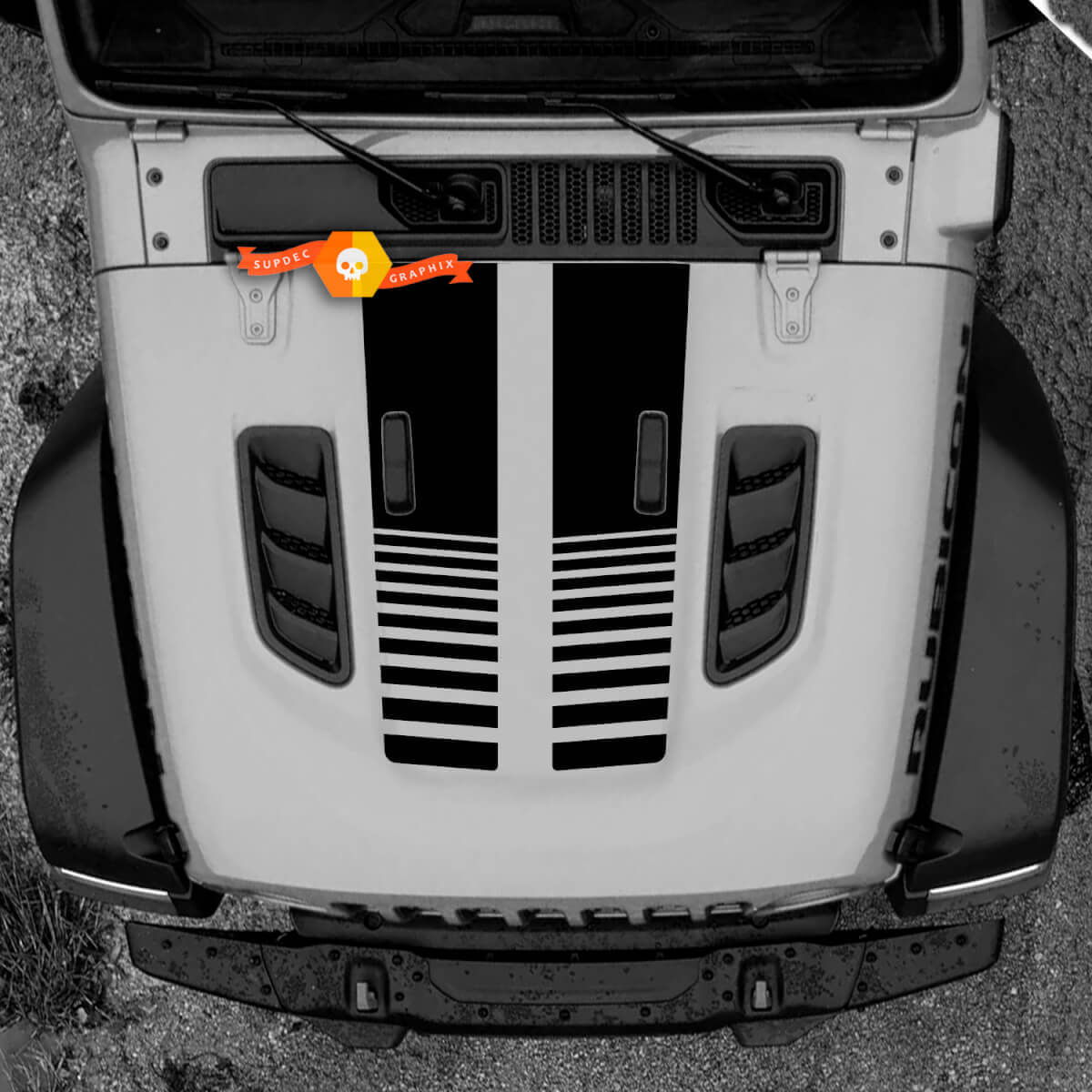Capot Jeep RUBICON Wrangler JL Vinyl Banner Lines Autocollant graphique
