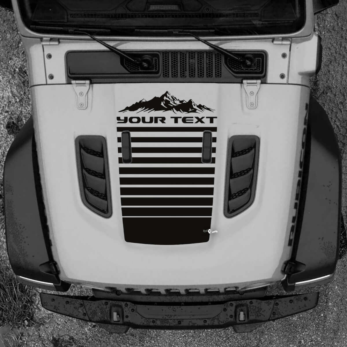 Capot Jeep RUBICON Wrangler JL Vinyle Bannière Montagnes Lignes Autocollant Autocollant Graphique
