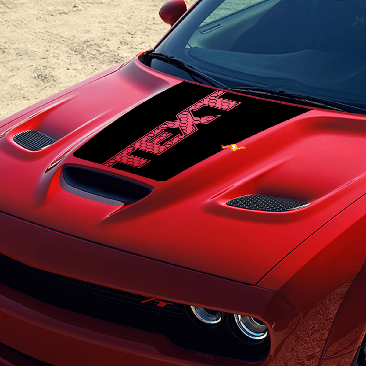 Autocollant vinyle personnalisé à motif nid d'abeille pour capot Dodge Challenger
