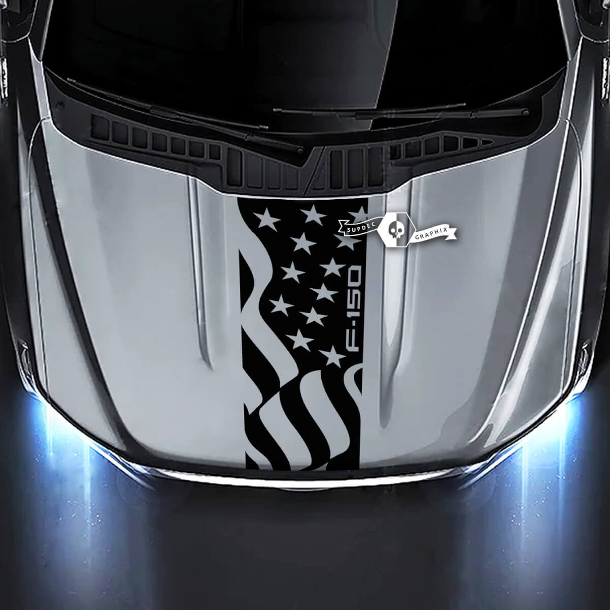 Ford F-150 XL XLT STX LARIAT Hood Flag USA Graphics Stickers Autocollants

