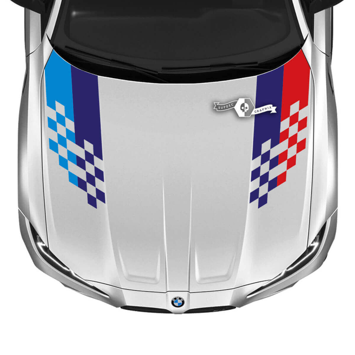 M couleurs Déco vinyle capot damier design pour BMW M3 M4 G80 G82 G83