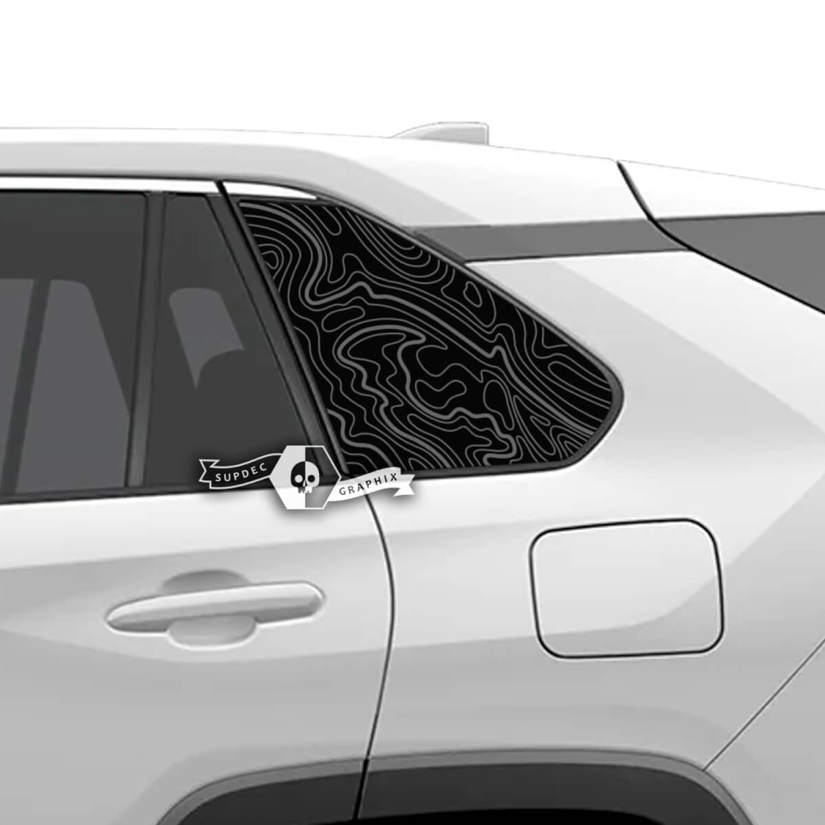 Paire d’autocollants de carte topographique pour fenêtres latérales, adaptés à Toyota Rav4
