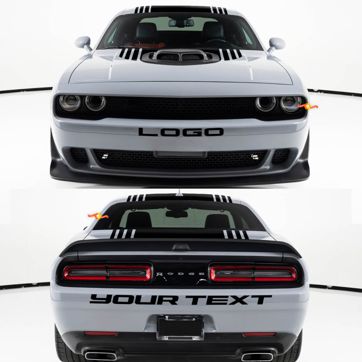 Kit d'autocollants en vinyle personnalisés pour pare-chocs avant et arrière pour Dodge Challenger