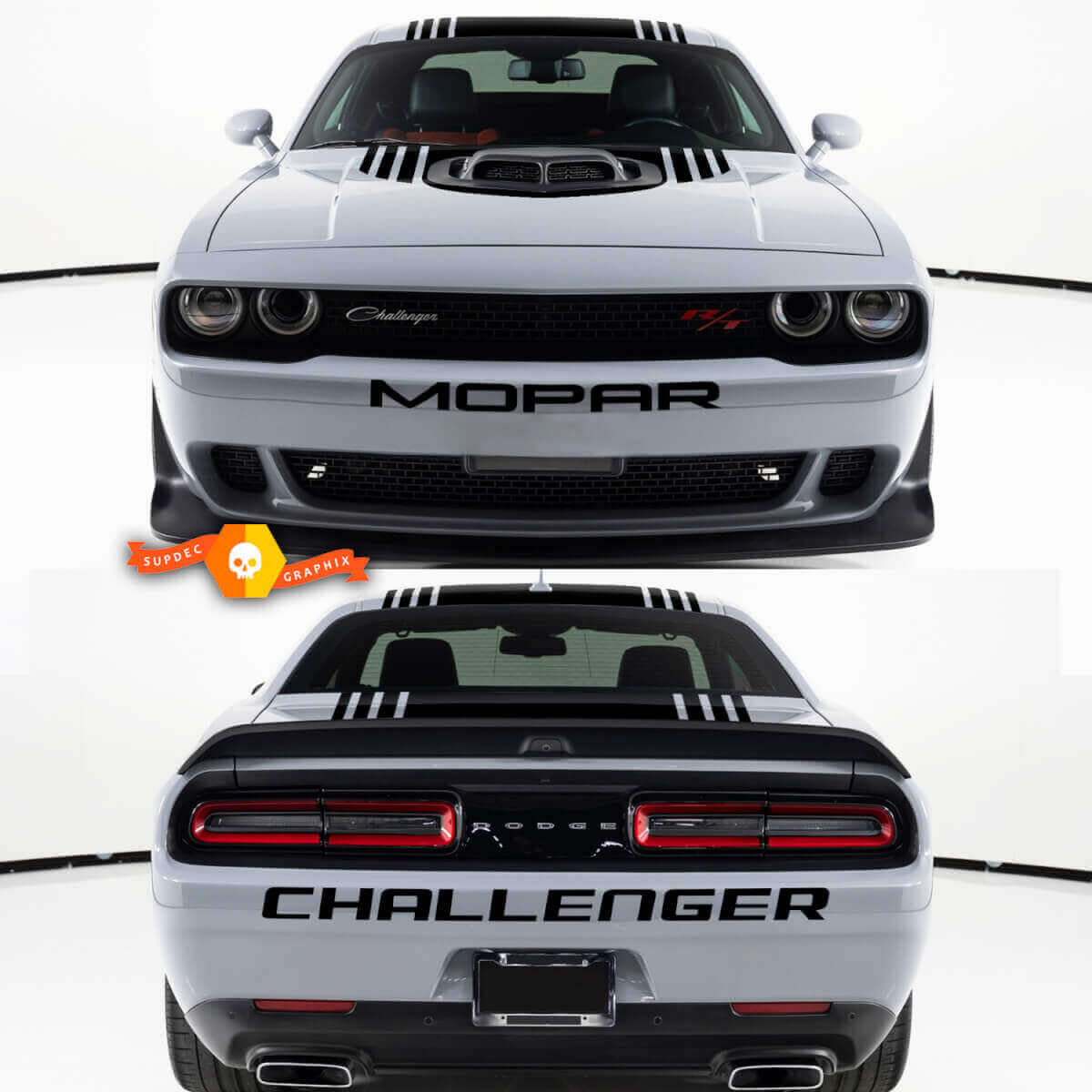 Kit de décalcomanies en vinyle pour pare-chocs avant et arrière Mopar Challenger pour Dodge Challenger