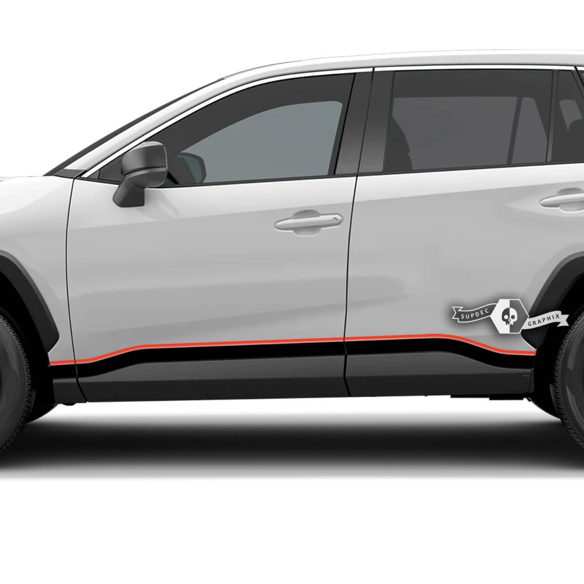 Autocollant vinyle à bandes courbes doubles pour bas de caisse Toyota RAV4 2019-2026