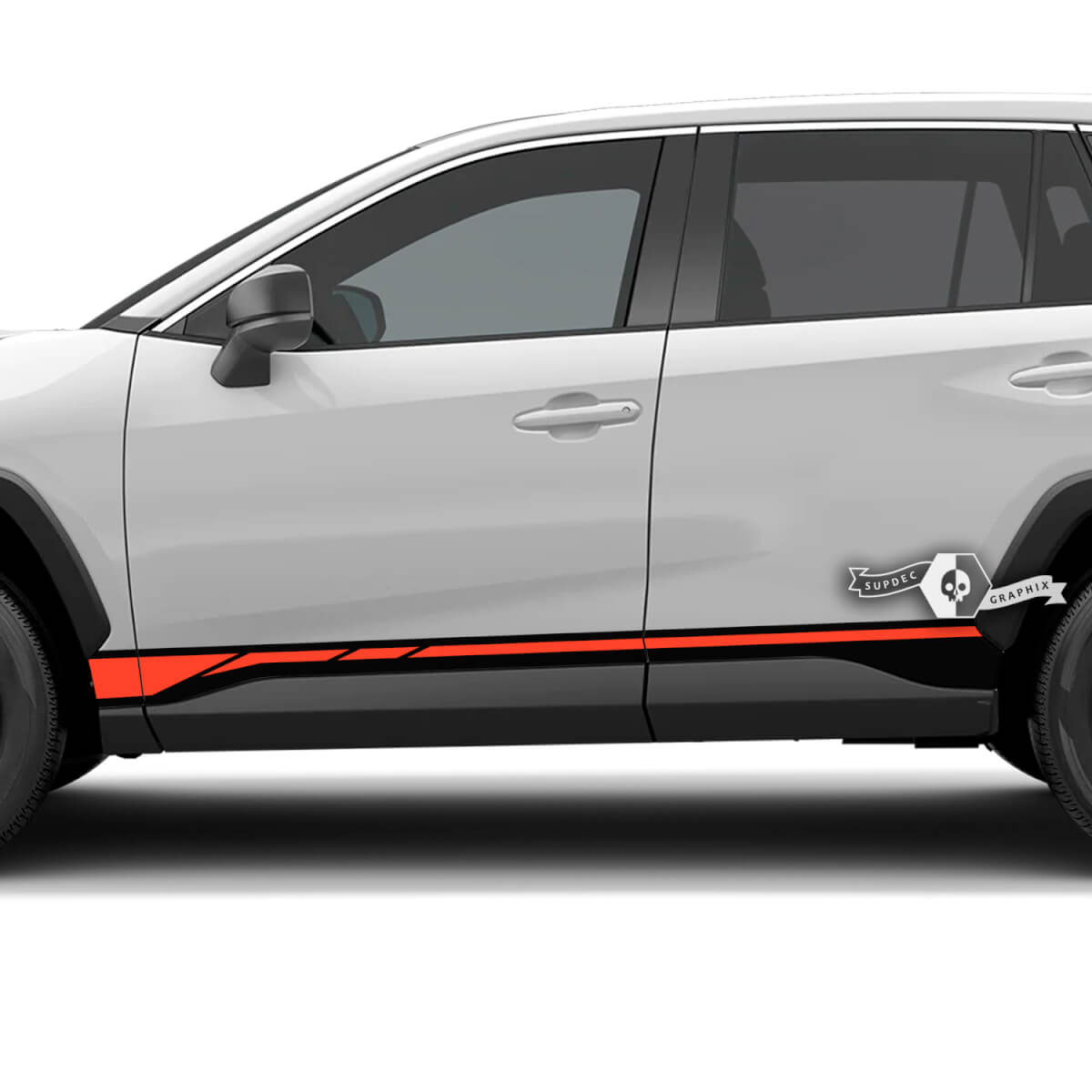Autocollant en vinyle à bandes de style course pour bas de caisse Toyota RAV4 2019-2026