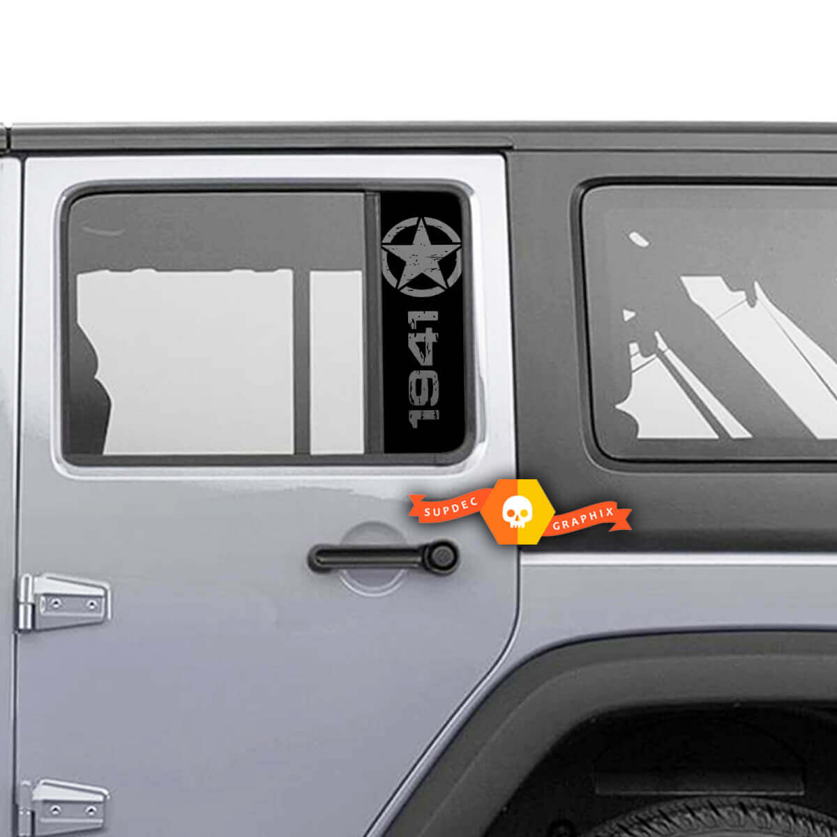 Paire Jeep 1941 Window Star Gladiator Wrangler Doors Vinyl Stickers Decal gauche droite
