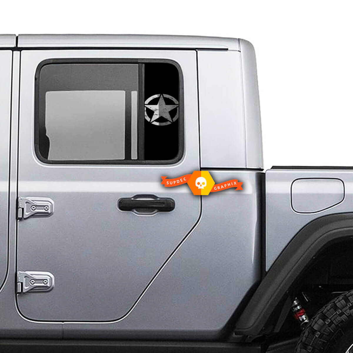Autocollants en vinyle détruits Window Army Star 2 pour Jeep Gladiator Wrangler
