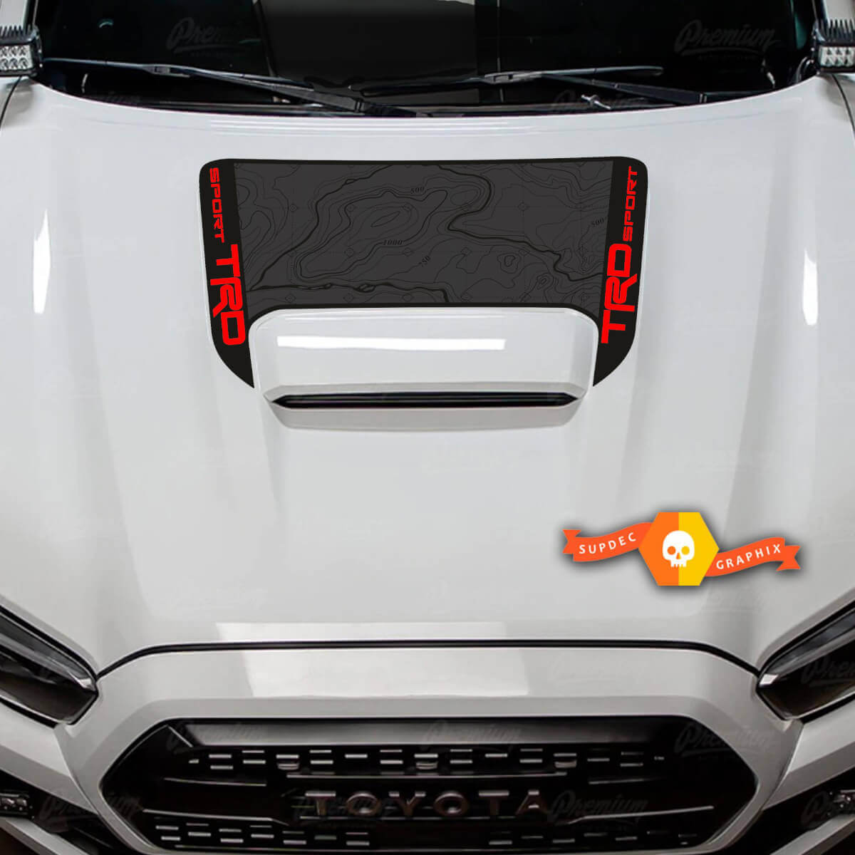 Autocollant vinyle de capot carte topographique TRD pour Toyota Tacoma 2016-2024