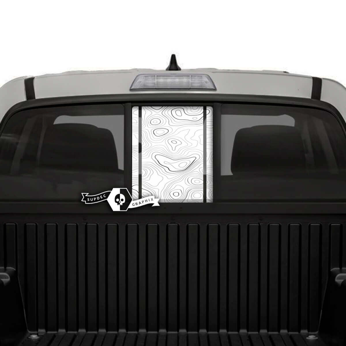 Toyota Tacoma SR5 Pick-up Truck Fenêtre arrière Hayon Carte topographique Topo Vinyl Decals Autocollant graphique
