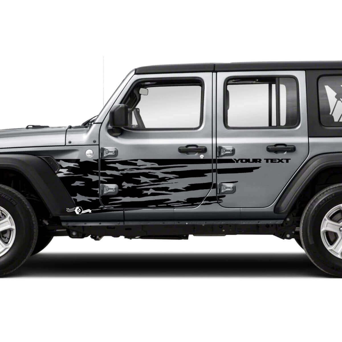 Kit d'autocollants en vinyle latéral avec drapeau américain usé pour Jeep Wrangler Unlimited JK