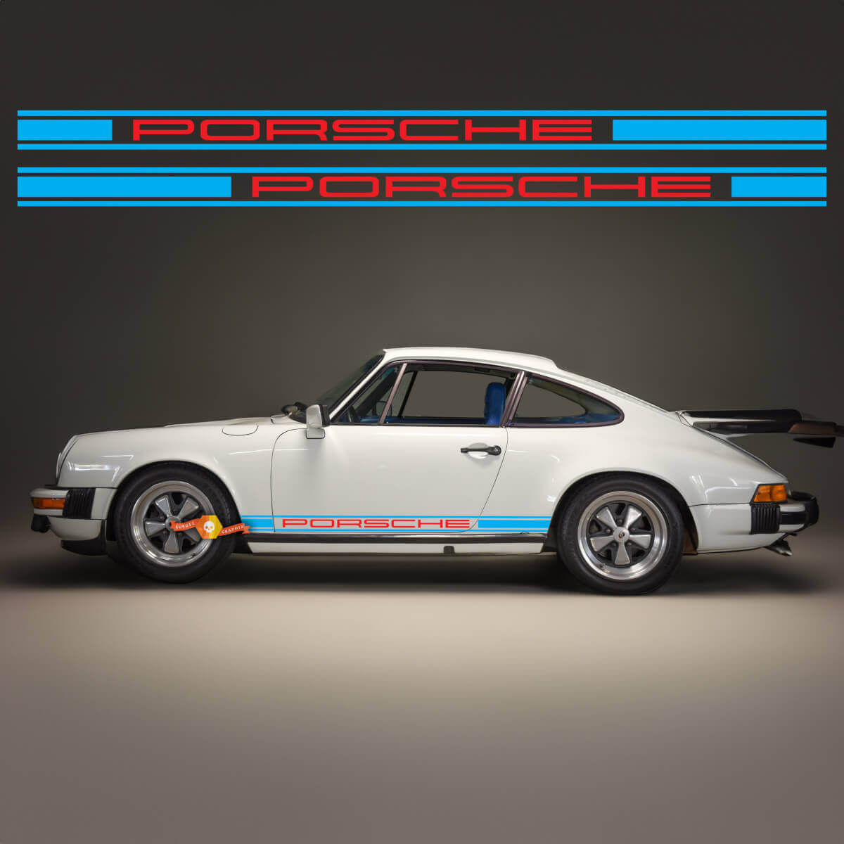 Kit d'autocollants vinyle bandes latérales design classique pour Porsche 911 SC 1979
