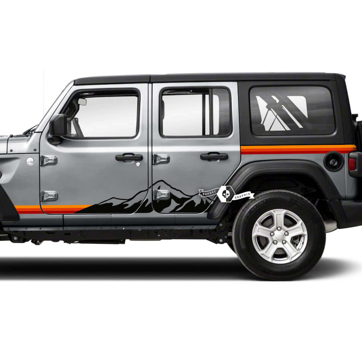 Kit d'autocollants vinyle vintage bandes latérales montagne pour Jeep Wrangler Unlimited