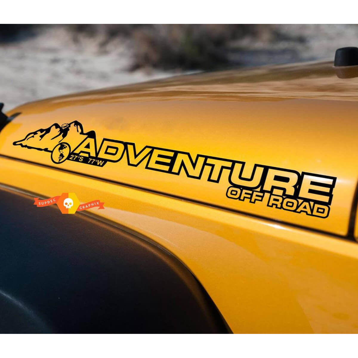 Paire d'autocollants en vinyle pour capot Adventure Off Road pour Jeep Wrangler
