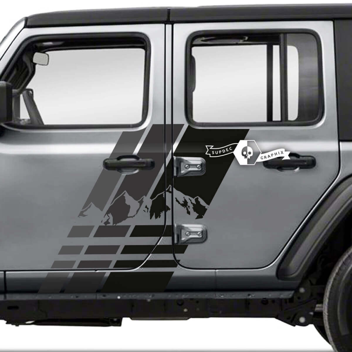 Autocollants Vinyle Bandes Latérales Porte Montagne pour Jeep Wrangler Unlimited - Paire