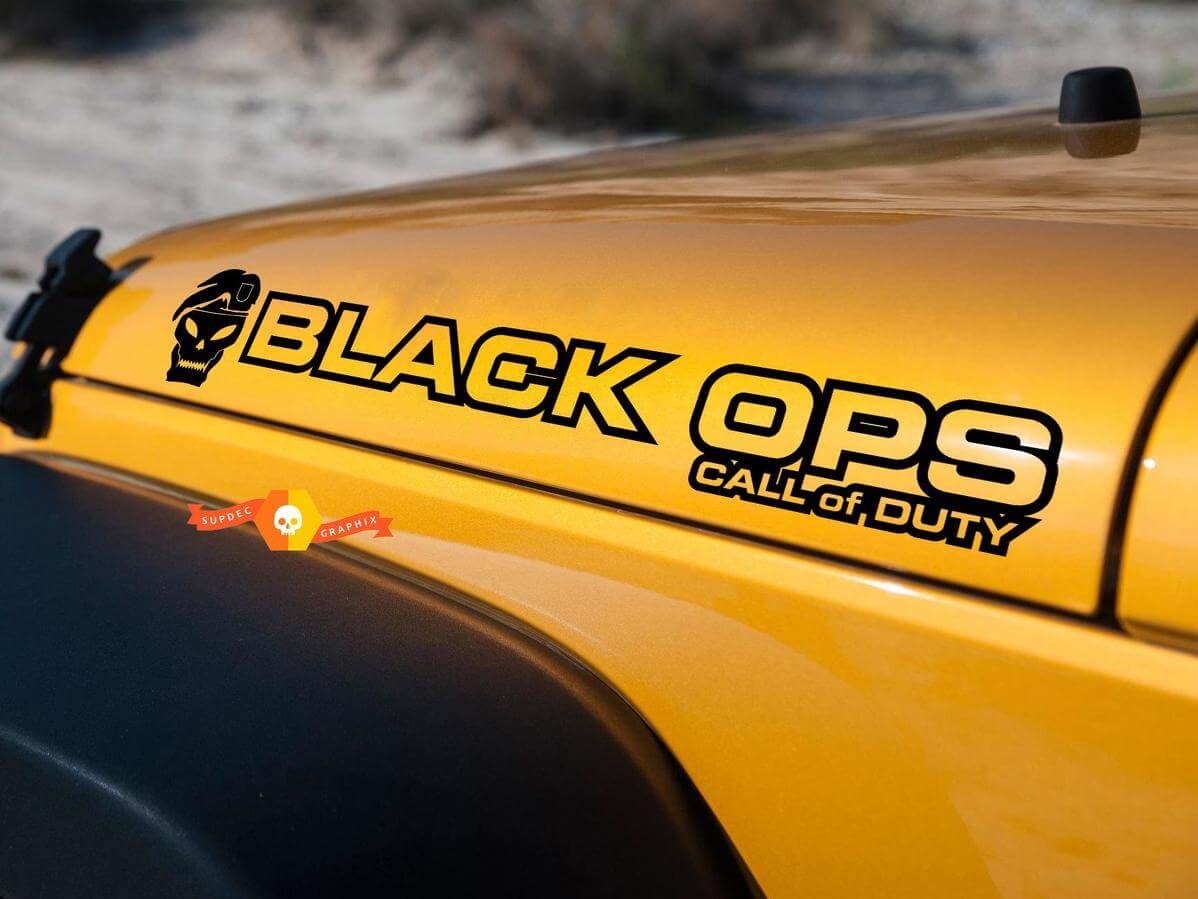 Paire d'autocollants vinyle Capuche style Black Ops Call of Duty pour Jeep Wrangler