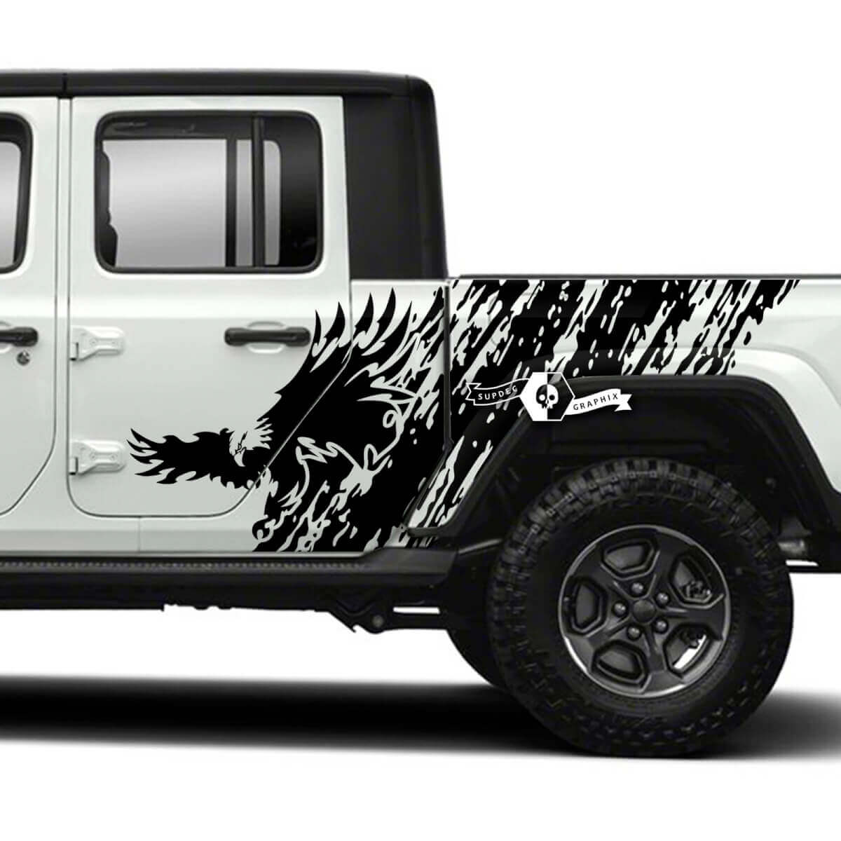 Autocollants vinyles bande latérale Bald Eagle Splash pour Jeep Gladiator