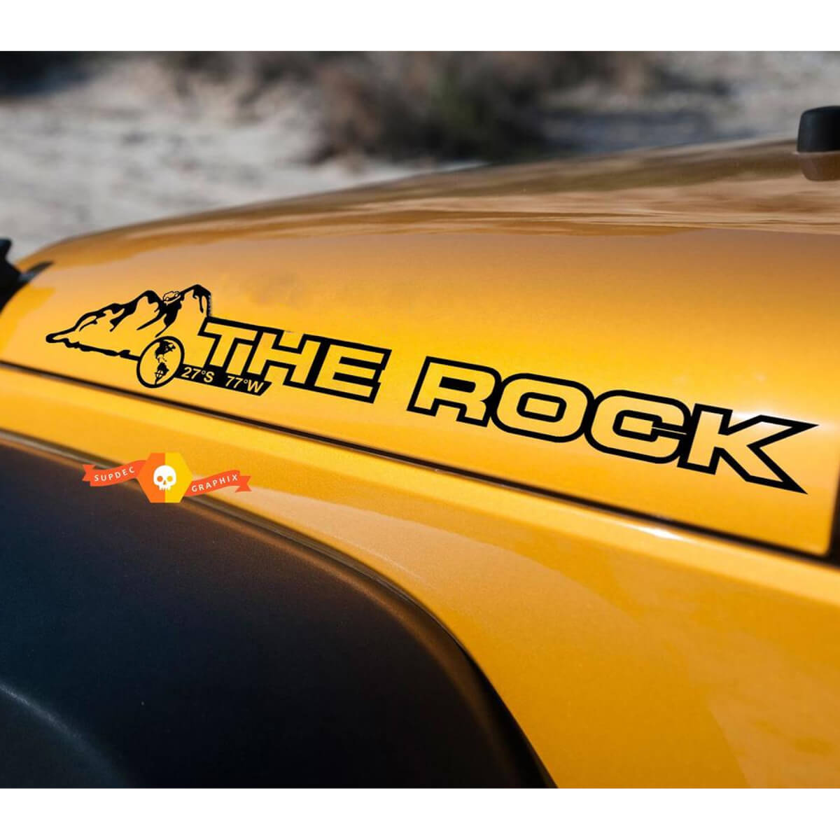 La paire d'autocollants en vinyle The Rock Hood pour Jeep Wrangler Rubicon Sahara JK CJ TJ YJ