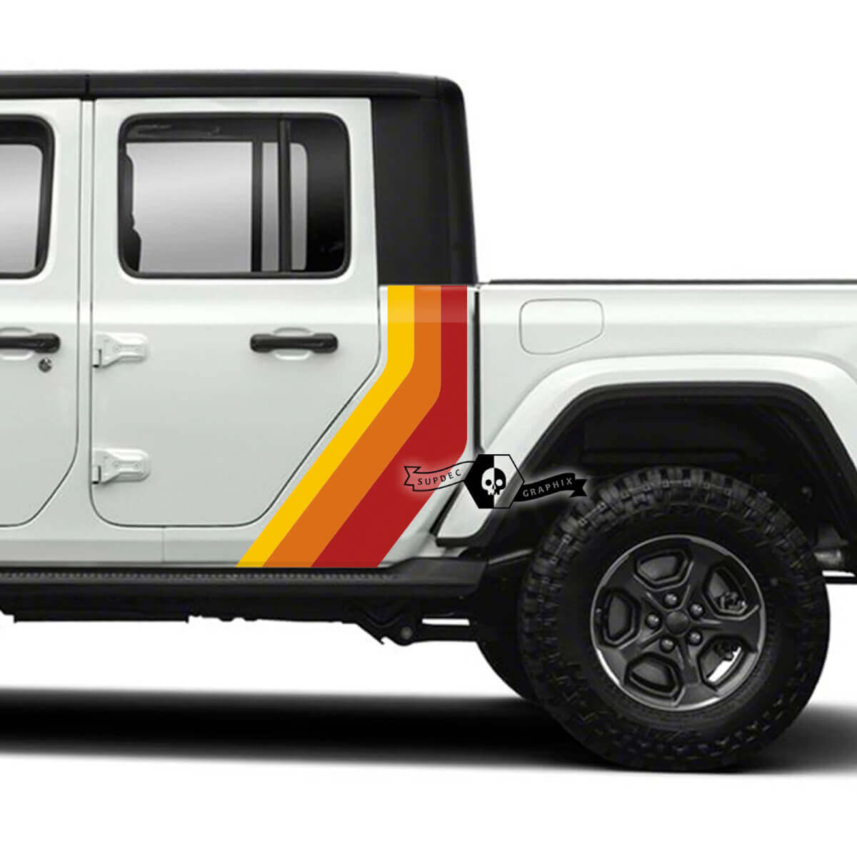 Paire Jeep Gladiator Rubicon rétro vintage portes garde-boue côté lit 4x4 kit de rayures de course tout-terrain sport hors route 3 couleurs
