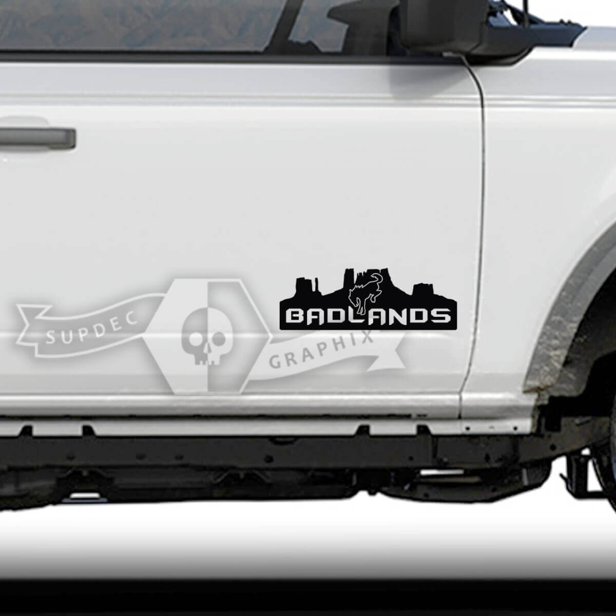 Autocollant en vinyle silhouette Badlands Valley pour porte latérale de muscle car cheval