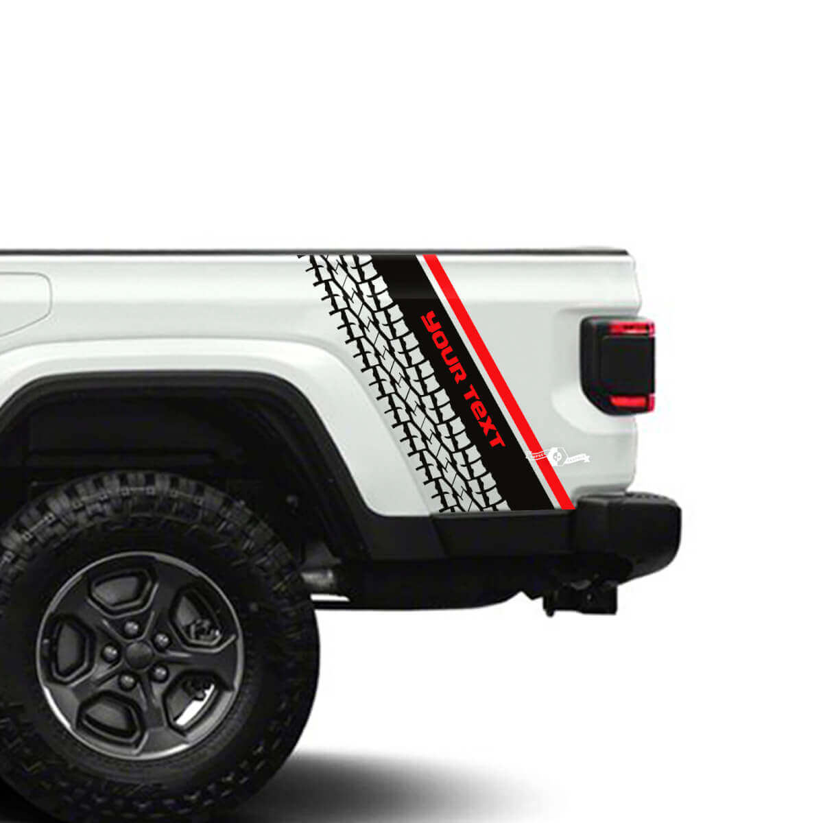 Texte personnalisé Bande latérale arrière piste de pneu Autocollant vinyle pour Jeep Gladiator