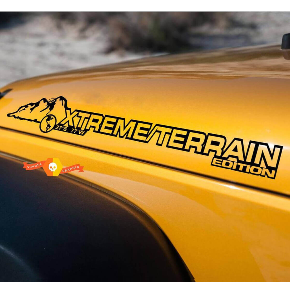 Paire d'autocollants vinyle latéraux pour capot Xtream Terrain pour Jeep Wrangler Rubicon Sahara