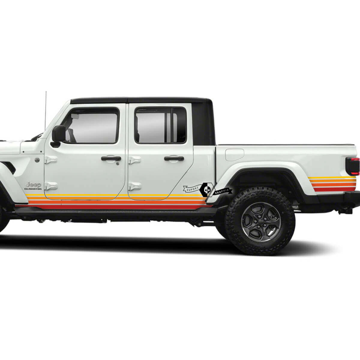Kits graphiques - Jeep Gladiator Rubicon Retro Vintage 4x4 Rocker Panel Kit de rayures de course tout-terrain sport Off Road
