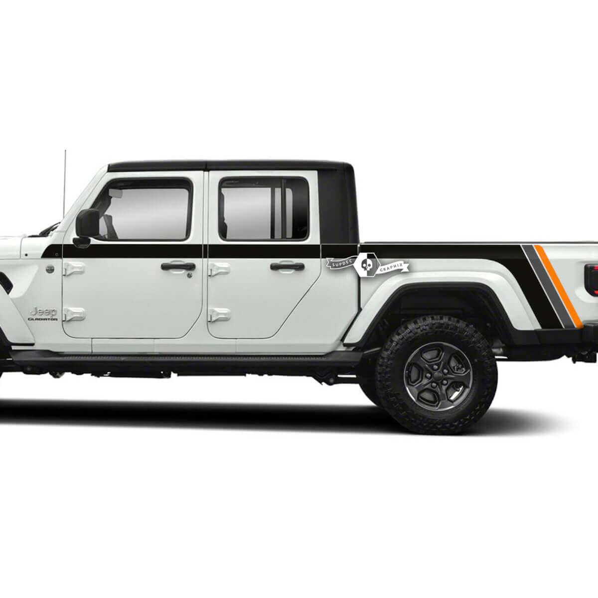 Paire Jeep Gladiator Portes Latérales Lit Fender Stripes Style Vinyle Autocollant Autocollant Kit Graphique 3 Couleurs
