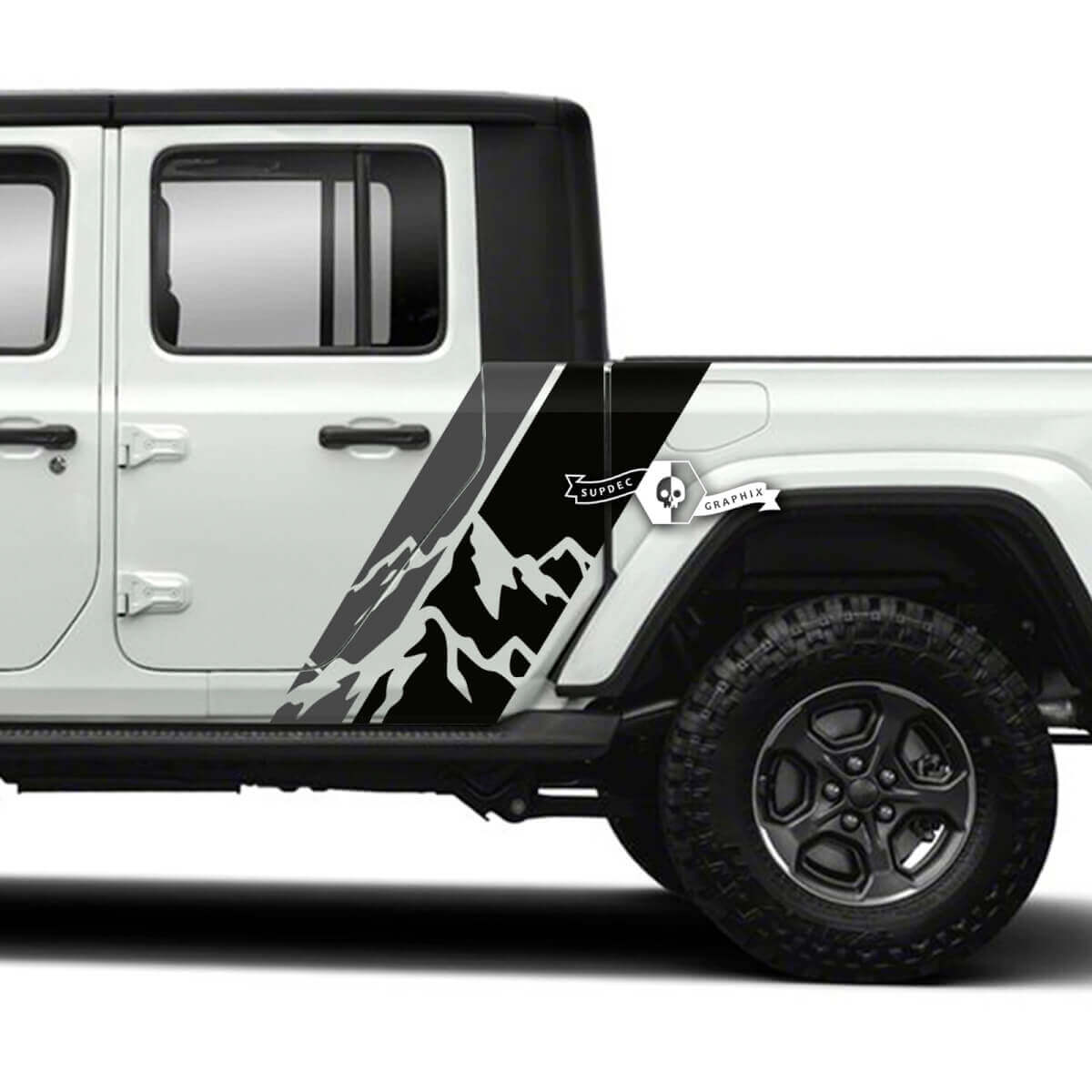 Paire d’autocollants Jeep Gladiator Side Mountains Stickers Vinyl Graphics Stripe kit 2 couleurs
