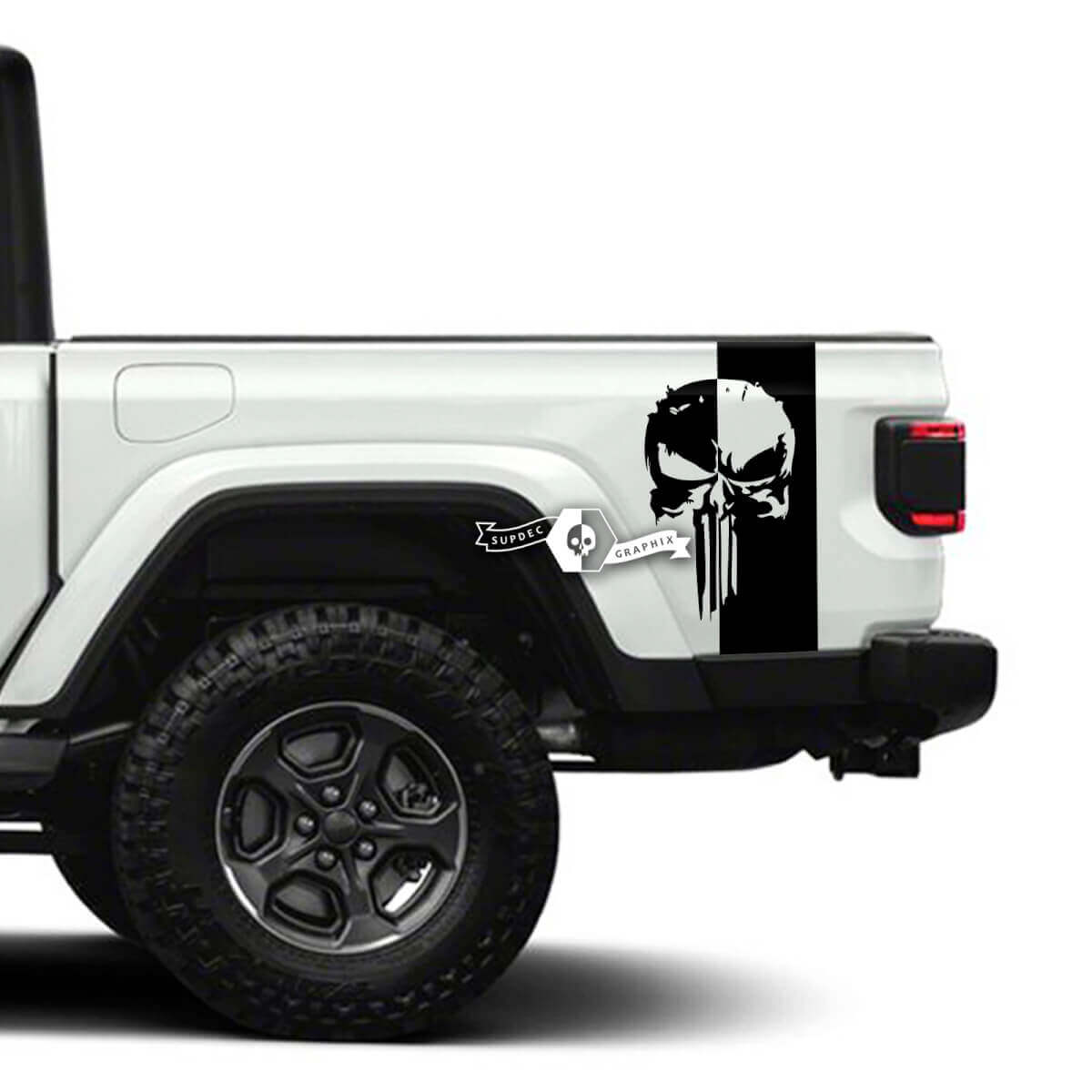 Paire d’autocollants Jeep Gladiator Side Punisher Décalcomanies Vinyl Graphics Stripe
