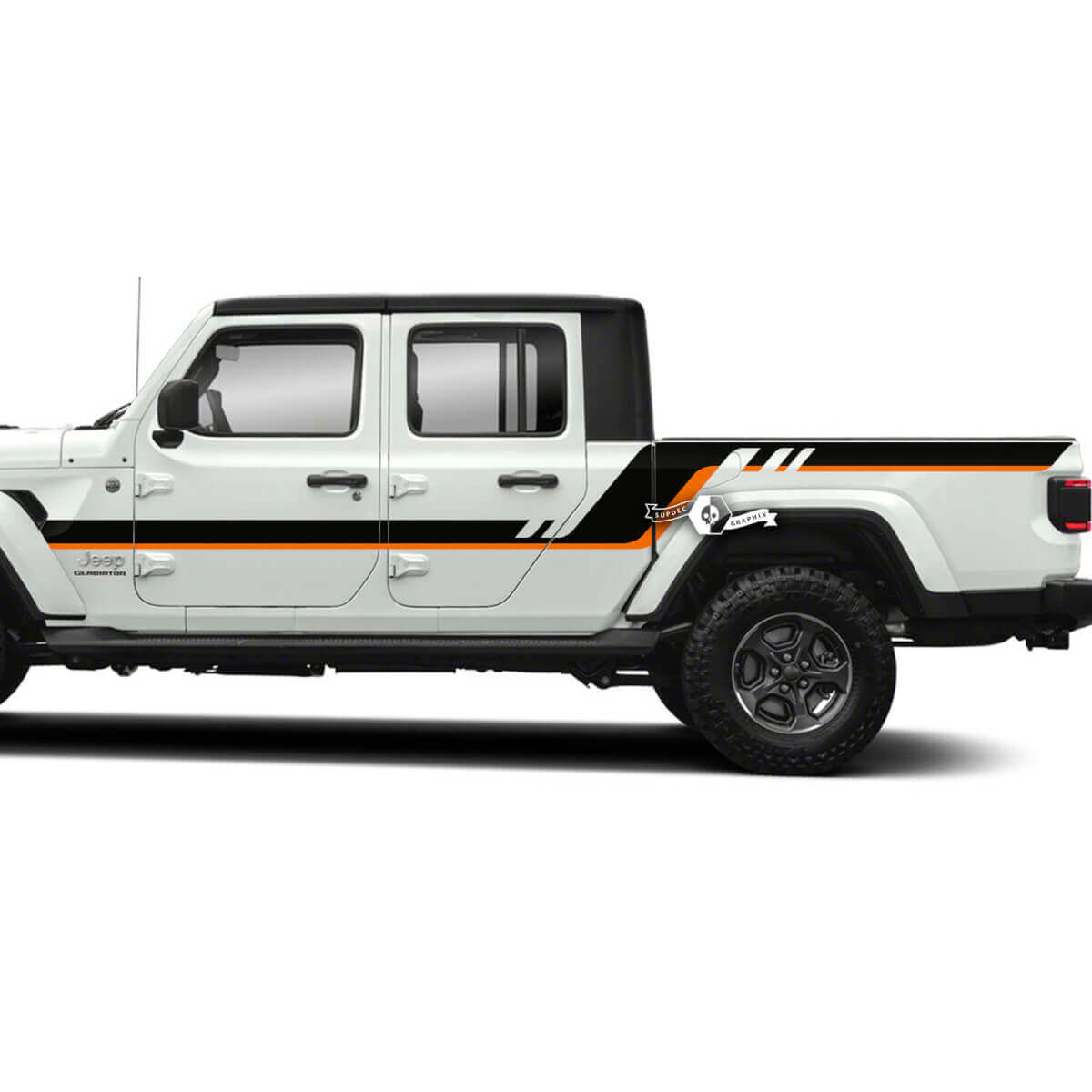 Paire Jeep Gladiator Portes Latérales Lit Fender Stripes Style Vinyle Autocollant Autocollant Kit Graphique 2 Couleurs
