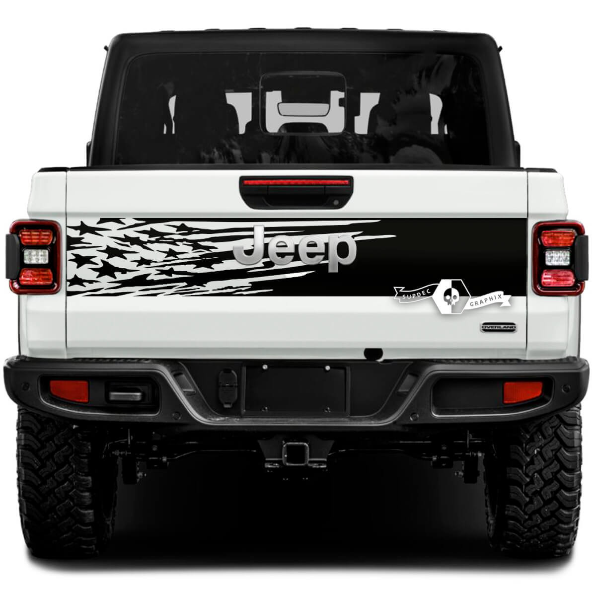 Jeep Gladiator USA Drapeau Autocollants Vinyle Graphiques Hayon Lit Vinyle Autocollants Décalcomanies
