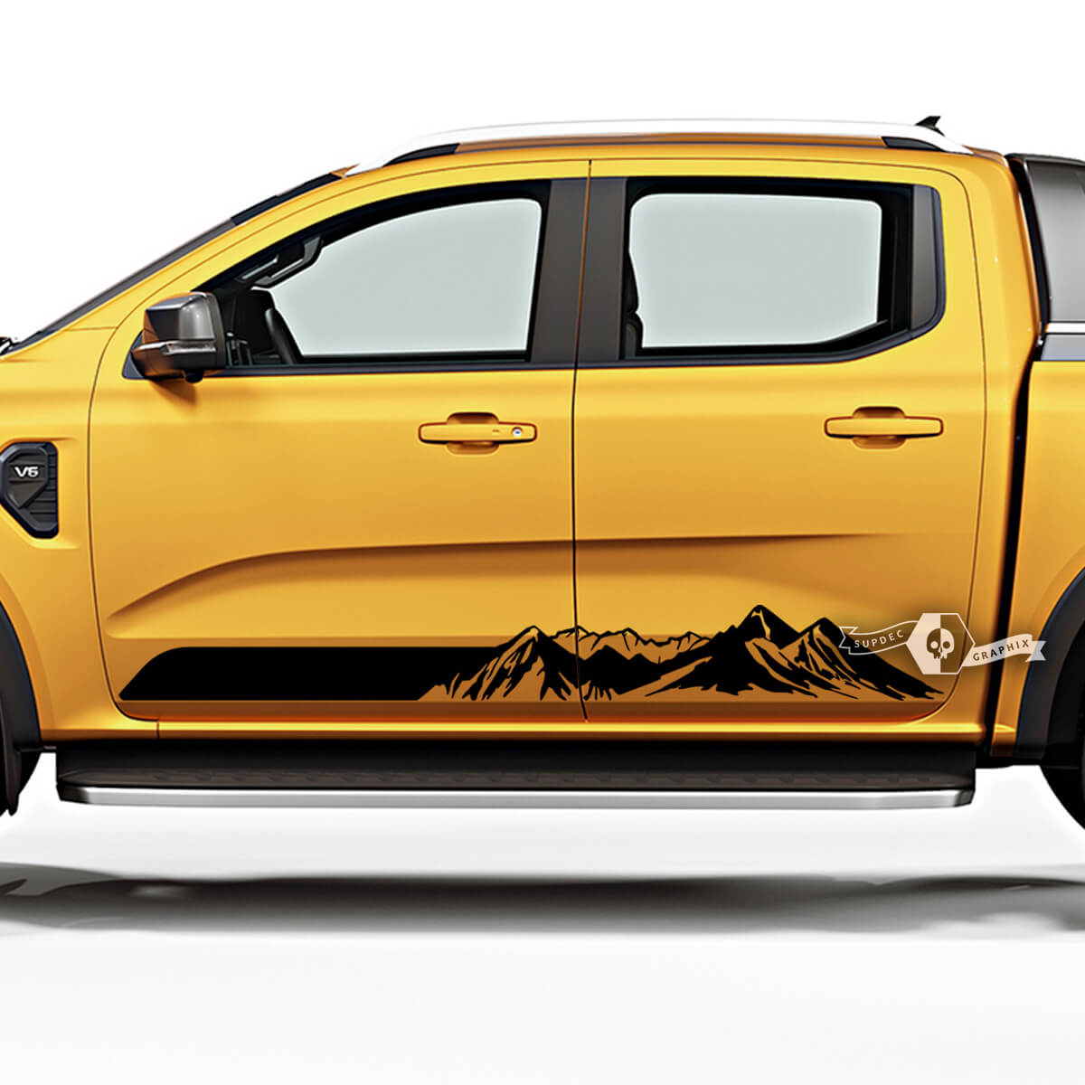 Paire Ford Ranger Portes Montagnes Racing Stripes Rocker Panel Truck Stripes Graphics Autocollants Décalcomanies
