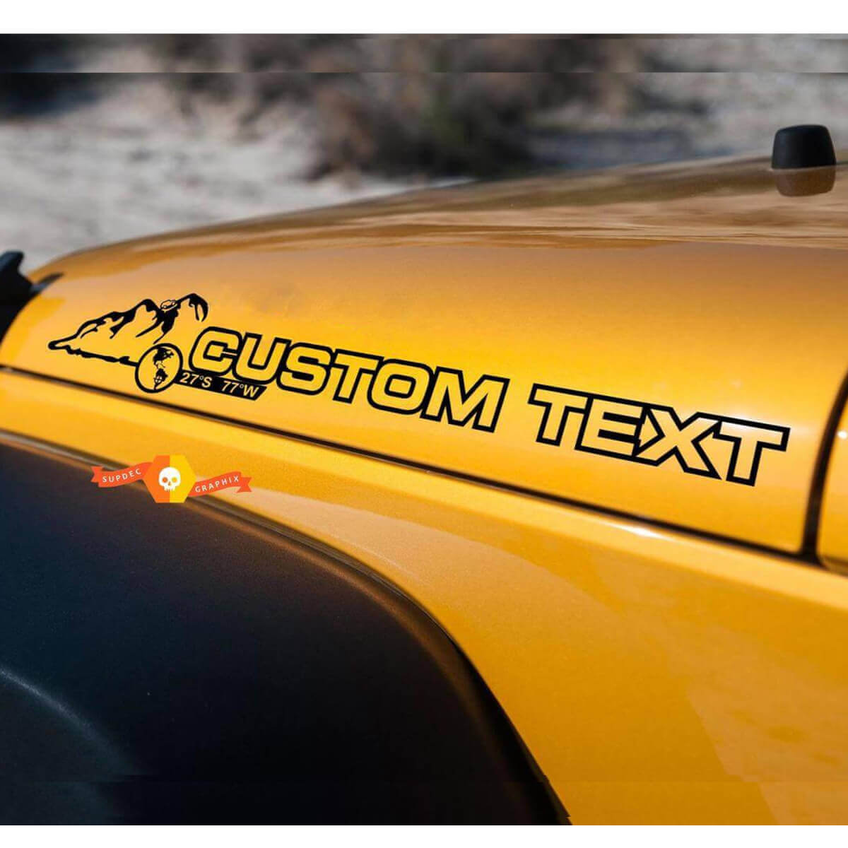 Autocollant en vinyle personnalisé avec lettrage pour capot, paire pour Jeep Wrangler Rubicon Sahara