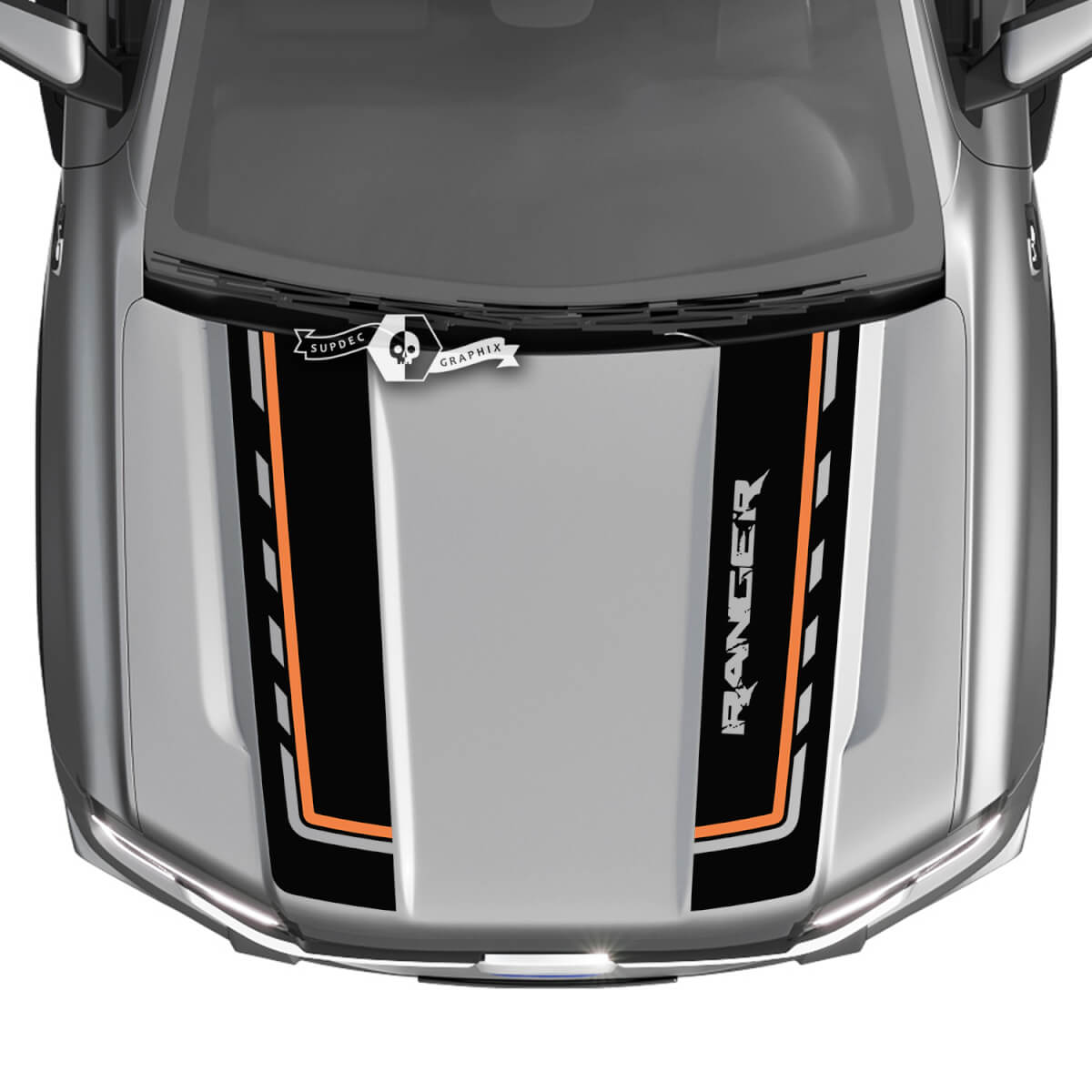 Ford Ranger Hood Logo Truck Stripes Split Graphics Autocollants Autocollants 2 Couleurs
