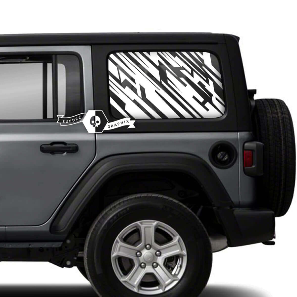 Paire de bandes graphiques en vinyle de boue de fenêtre de porte latérale illimitée de Jeep Wrangler
