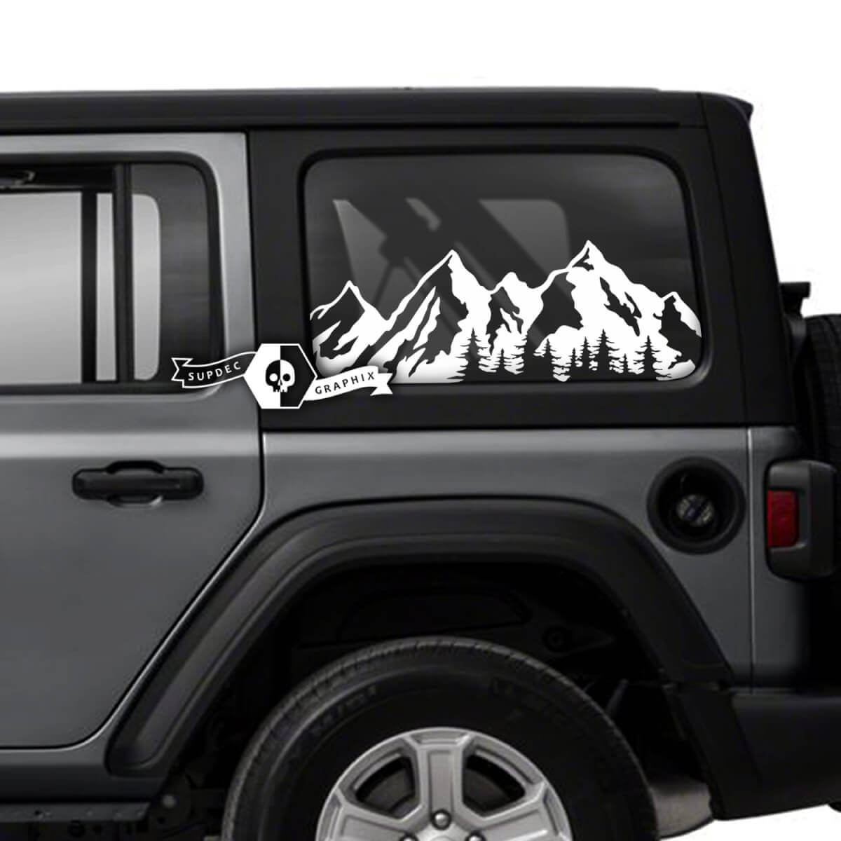 Paire de Jeep Wrangler Unlimited Side Door Window Mountains Forest Autocollants Décalcomanies Garniture Vinyl Graphics
