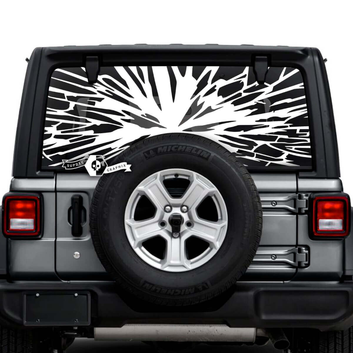 Jeep Wrangler illimité fenêtre arrière Web Logo autocollants décalcomanies graphiques en vinyle
