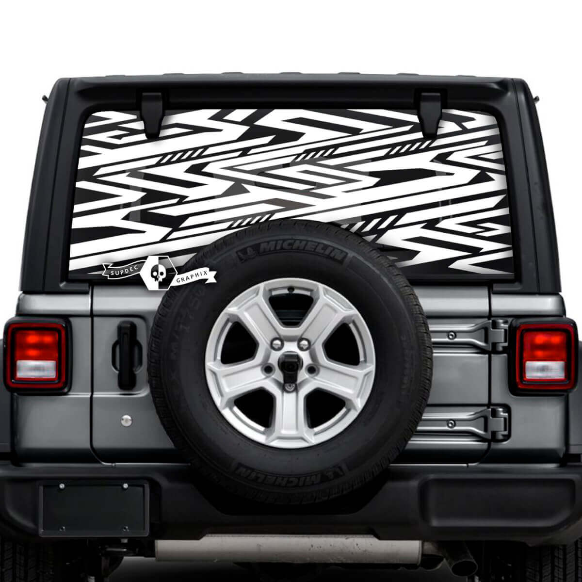 Jeep Wrangler Illimité Fenêtre Arrière Géométrie Ligne Logo Autocollants Vinyle Graphiques

