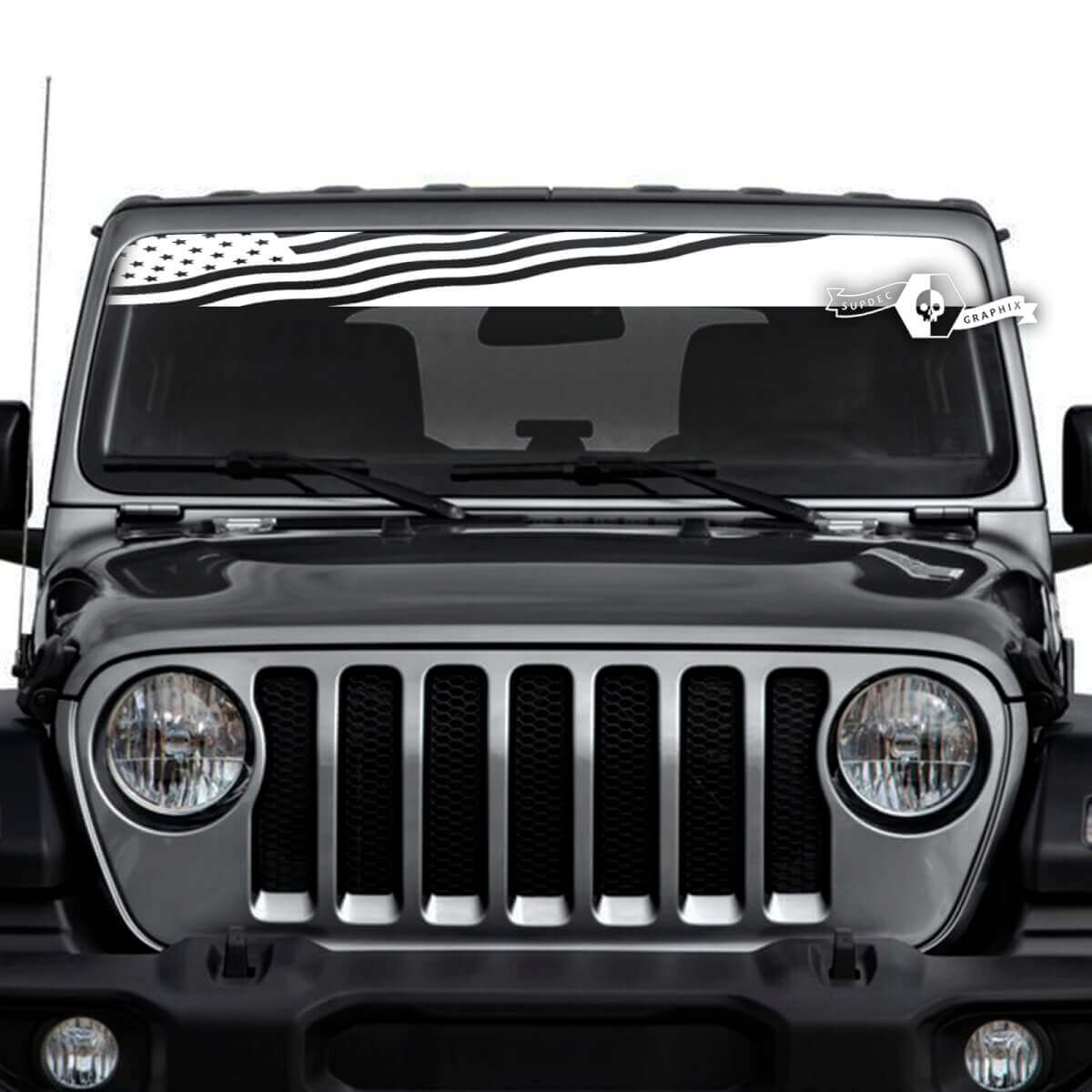 Jeep Wrangler Illimité Pare-Brise Drapeau USA Autocollants Vinyle Graphiques
