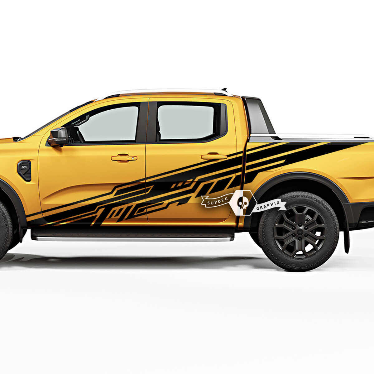 Paire Ford Ranger Raptor Line Géométrie Moderne Logo Portes Lit Côté Vinyle Autocollants Décalcomanies
