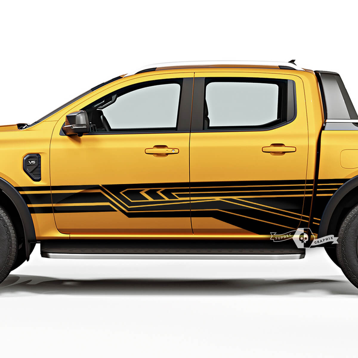 Paire Ford Ranger Raptor Line Géométrie Moderne Logo Fender Portes Lit Côté Vinyle Autocollants Décalcomanies
